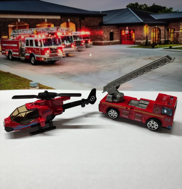 4 Piece Fire Fighting Car Set