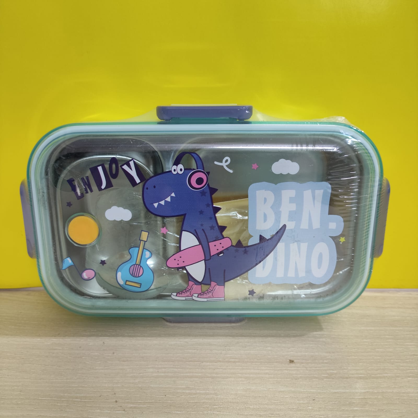 Dino Steel Tiffin Box With Cutlery