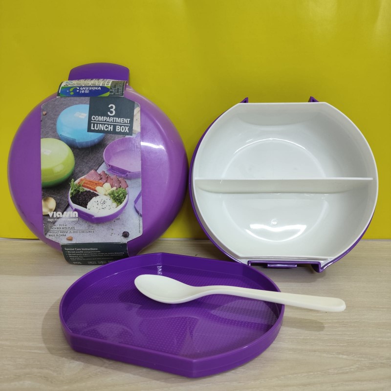 3 Compartment Lunch Box With Plate